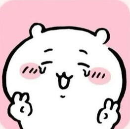 a bust-up drawing of 'Chiikawa' character Chiikawa doing a double piece sign with his eyes closed, crying